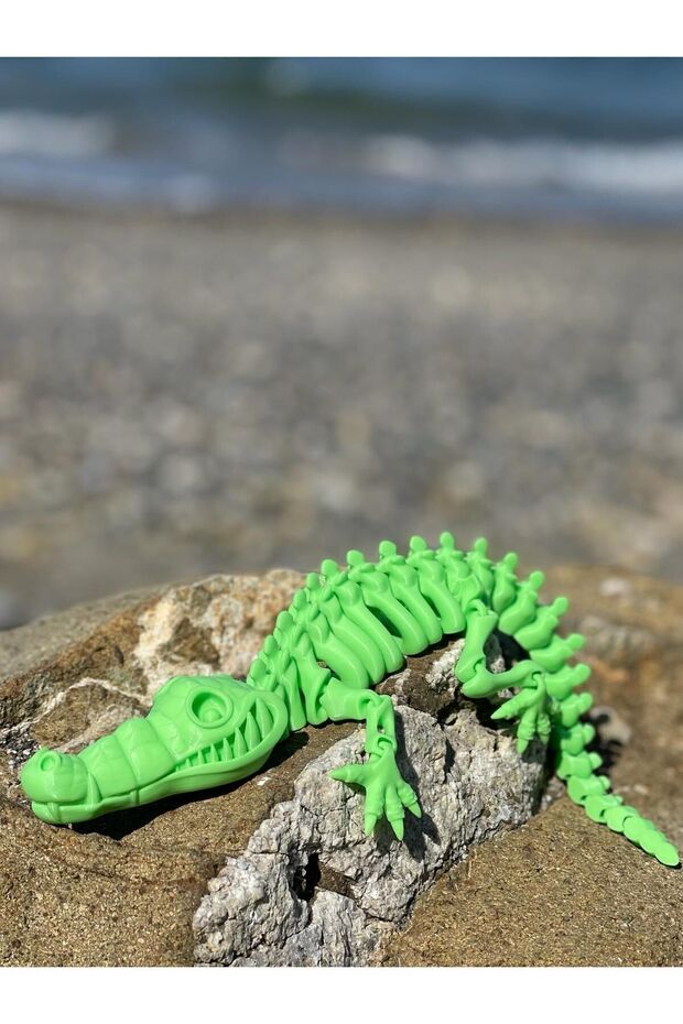 Hareketli Yeşil Timsah Oyuncak Figürü - 1