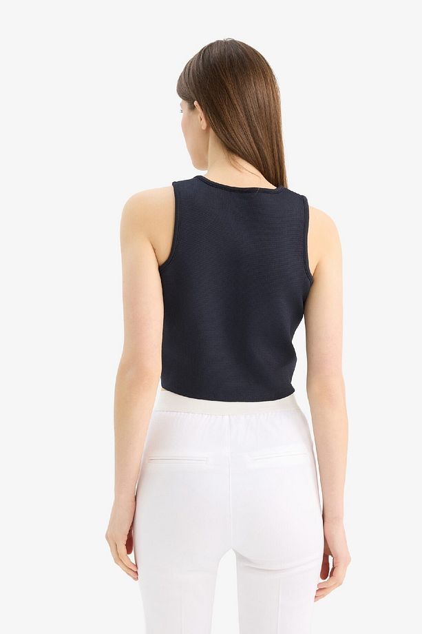 Regular Fit Bisiklet Yaka Düğmeli Siyah Triko Yelek E0990AX25SM - 6
