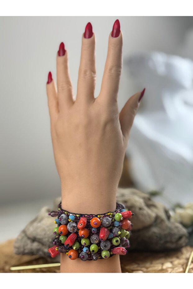 Boncuklu Lastikli model bilezik - 3