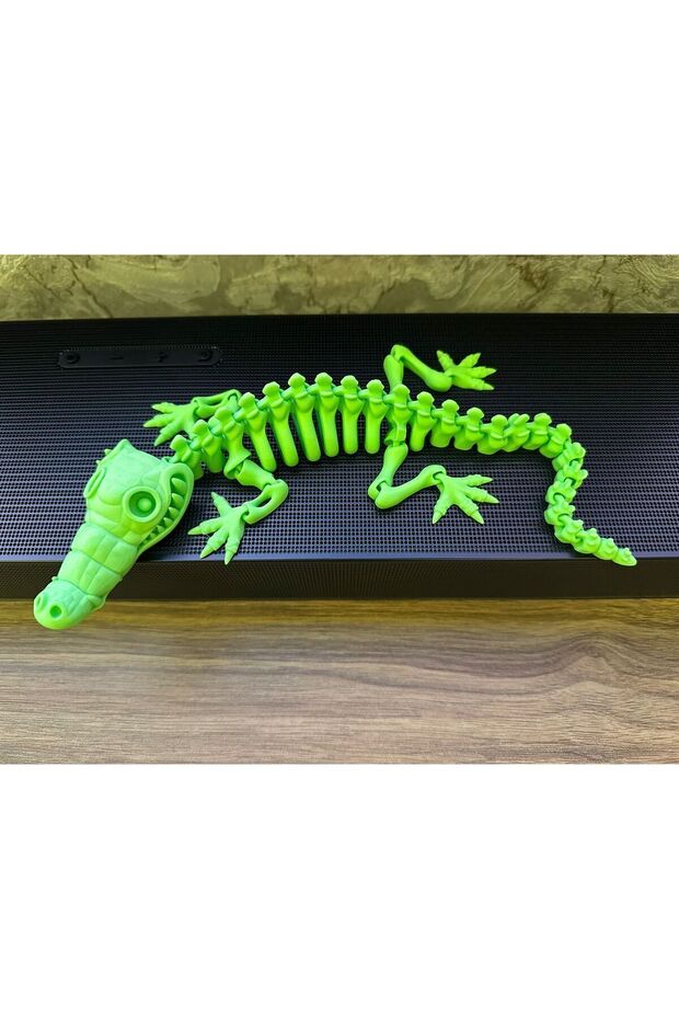 Hareketli Yeşil Timsah Oyuncak Figürü - 3