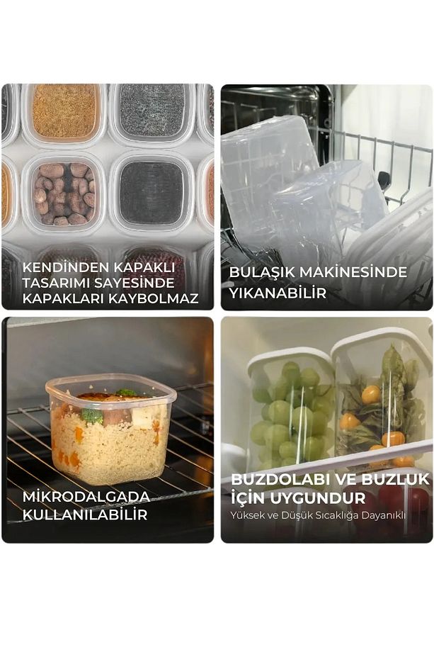 6'lı Kendinden Kapaklı Erzak Dondurucu Saklama Kabı Baharat Saklama Kabı Seti 1,15 Litre - 2
