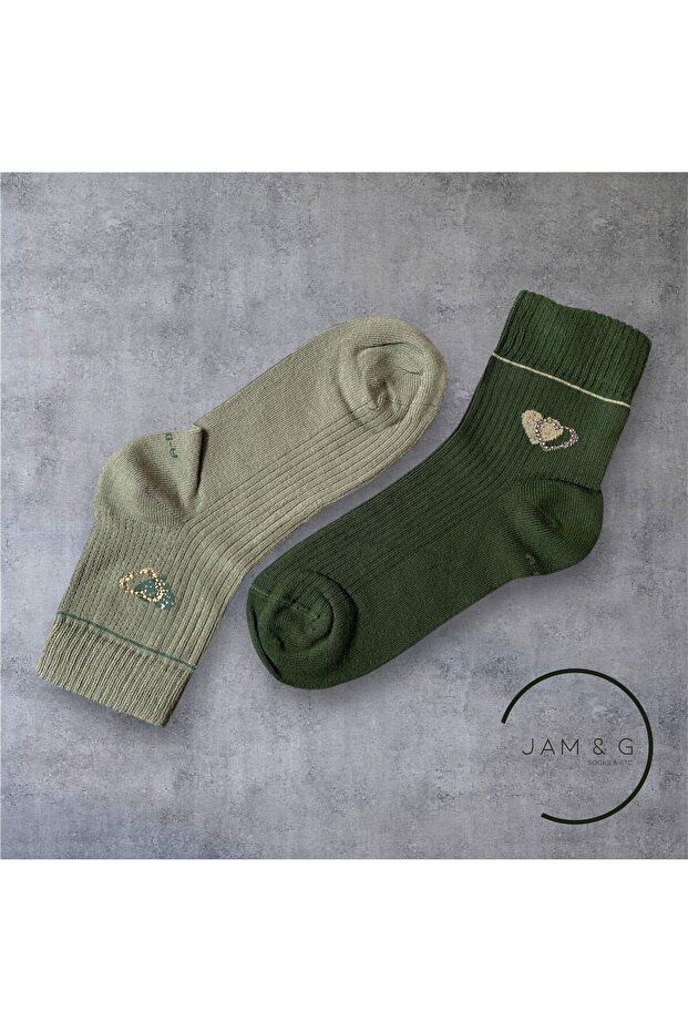 Kalp Desenli Soket Çorap - 2'li - 1