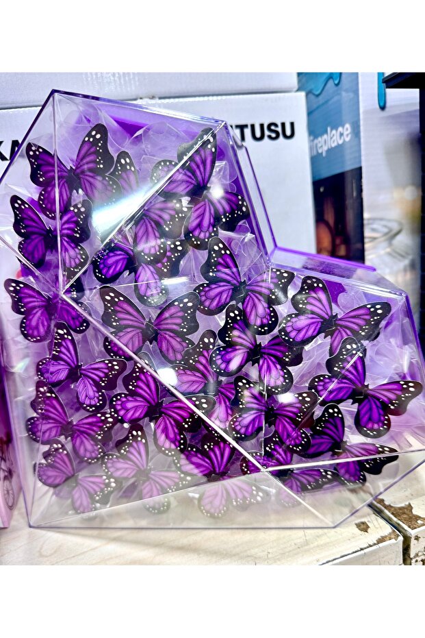 Kelebekli Aranjman Kutu - Mor - 4