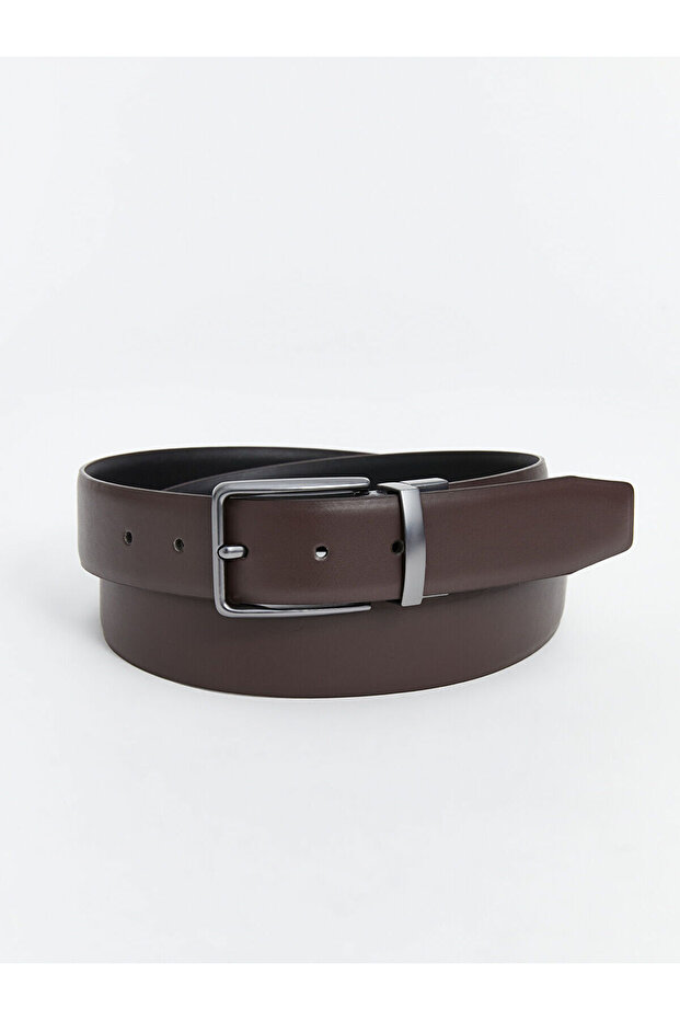 Nevavm Double-Sided Leather-Look Men's Belt with Difference in Color
