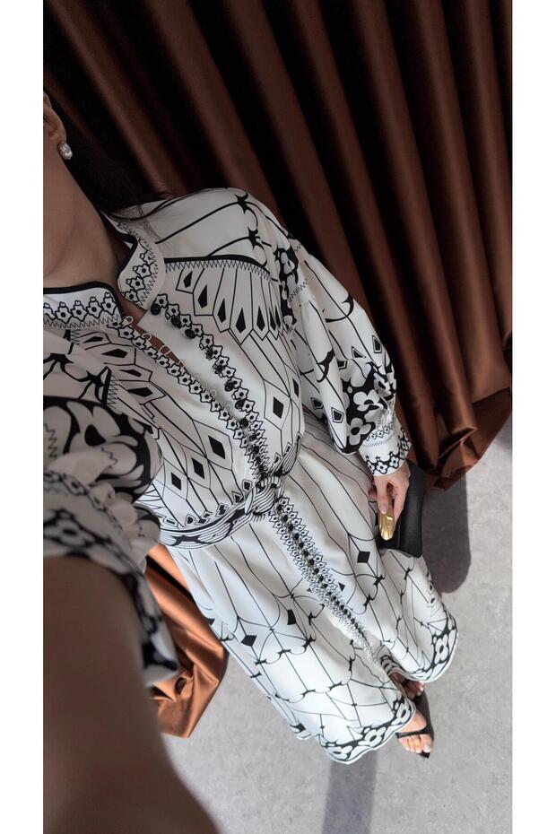 Black Patterned Imported Dress - 4