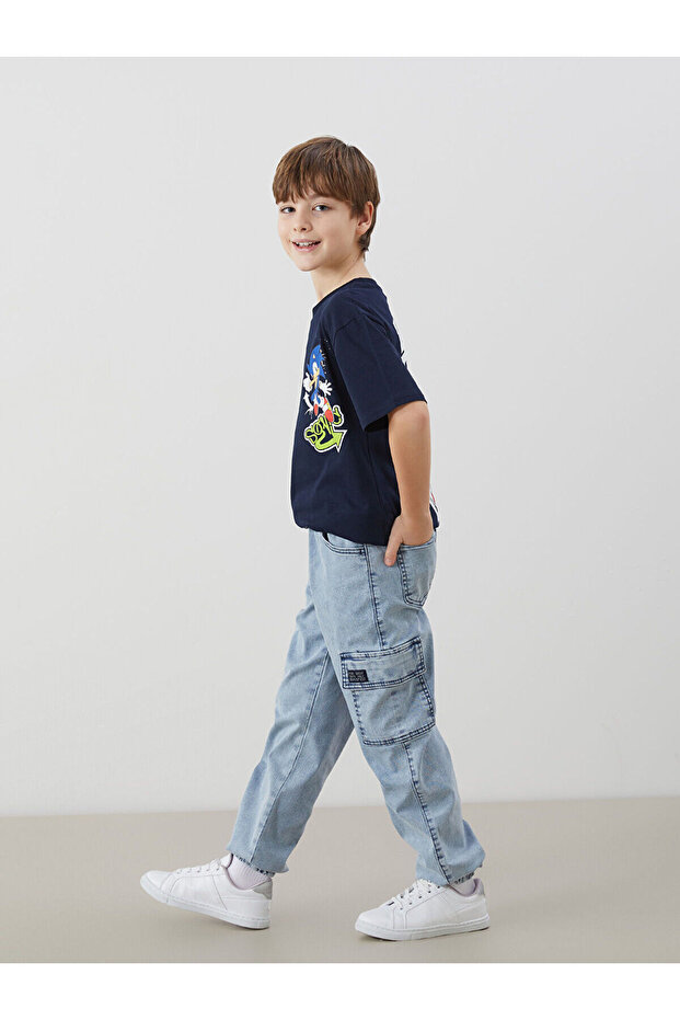 Nevavm Boys' Cargo Jean Pants with Elastic Waist