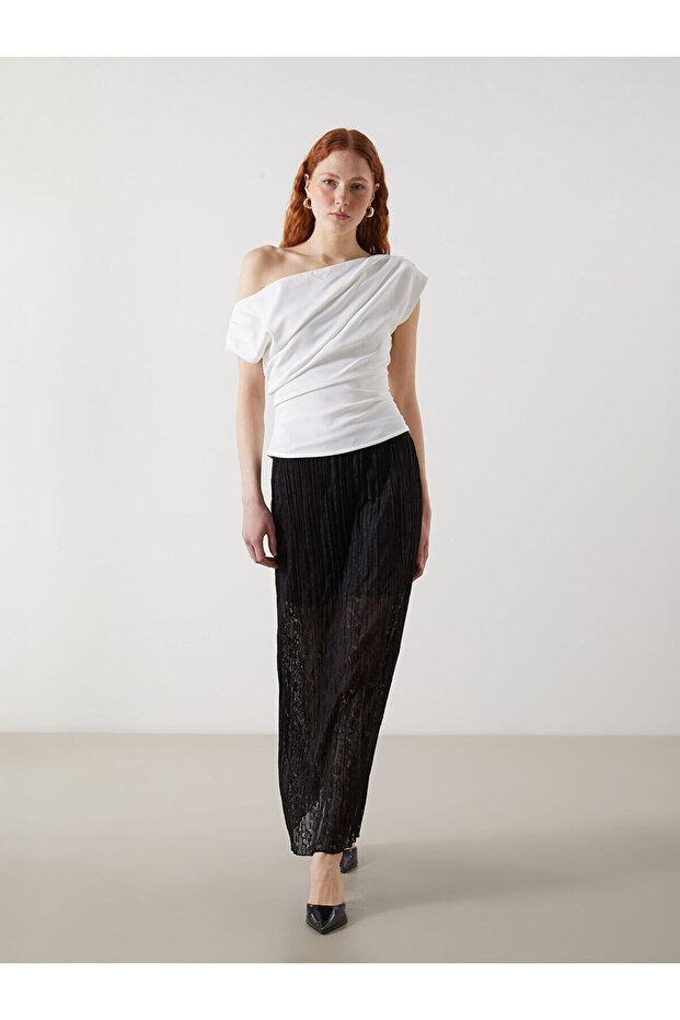 Lcw Vision Elastic Waist Patterned Women's Pleated Skirt (S5)