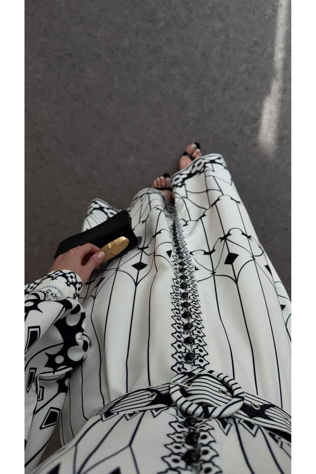 Black Patterned Imported Dress - 5