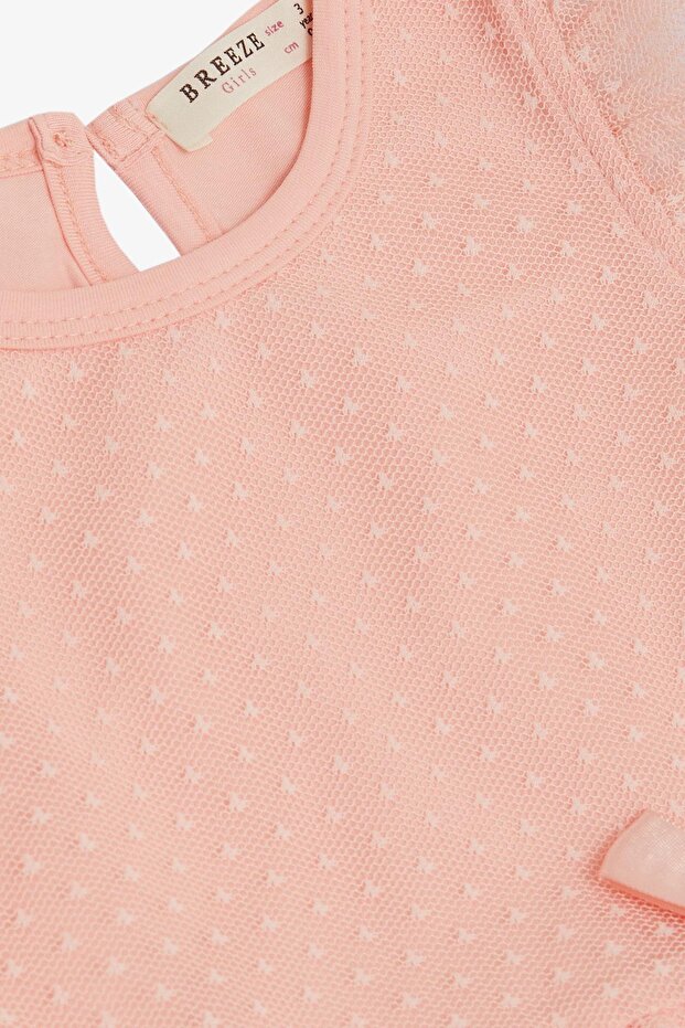 Tüllü Kız Elbise - Somon - 3