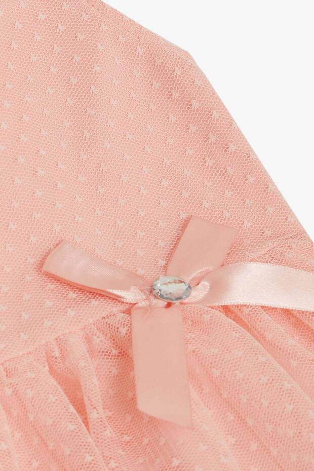 Tüllü Kız Elbise - Somon - 4