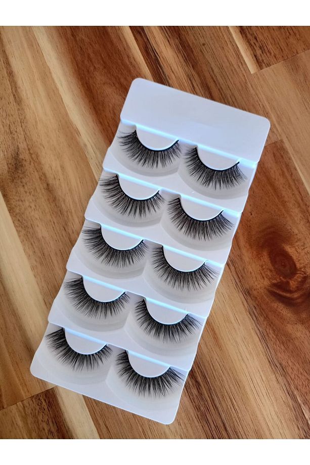50-60 Kez Kullanımlı 5'Lİ Takma Kirpik Set İpek Takma Kirpik Set - 3