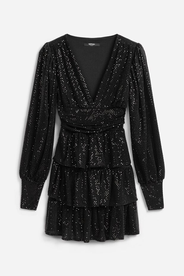 Vatkalı shiny mini elbise - 7
