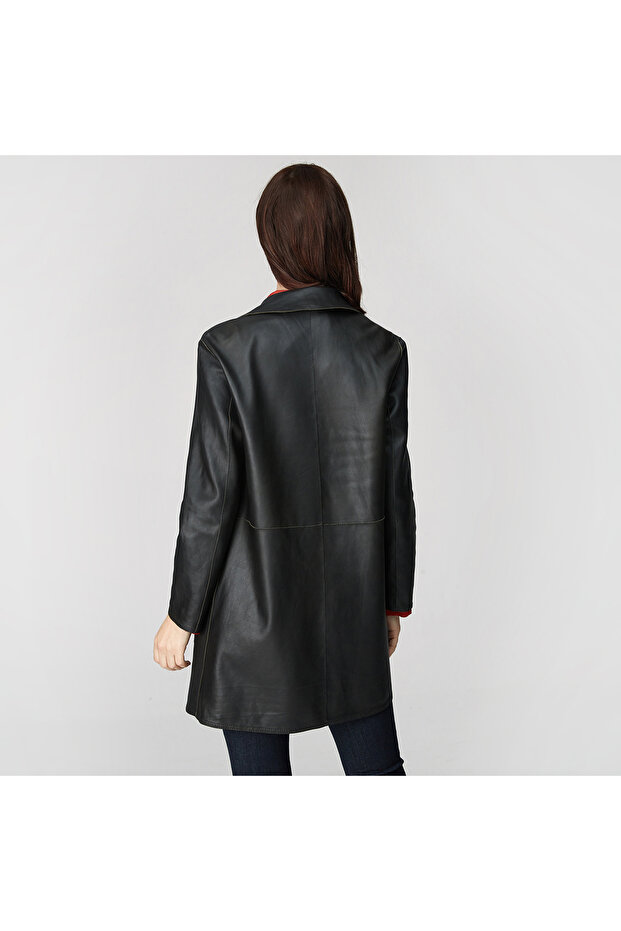 Simonetta Kadın Çift Taraflı Deri Pardösü - 6