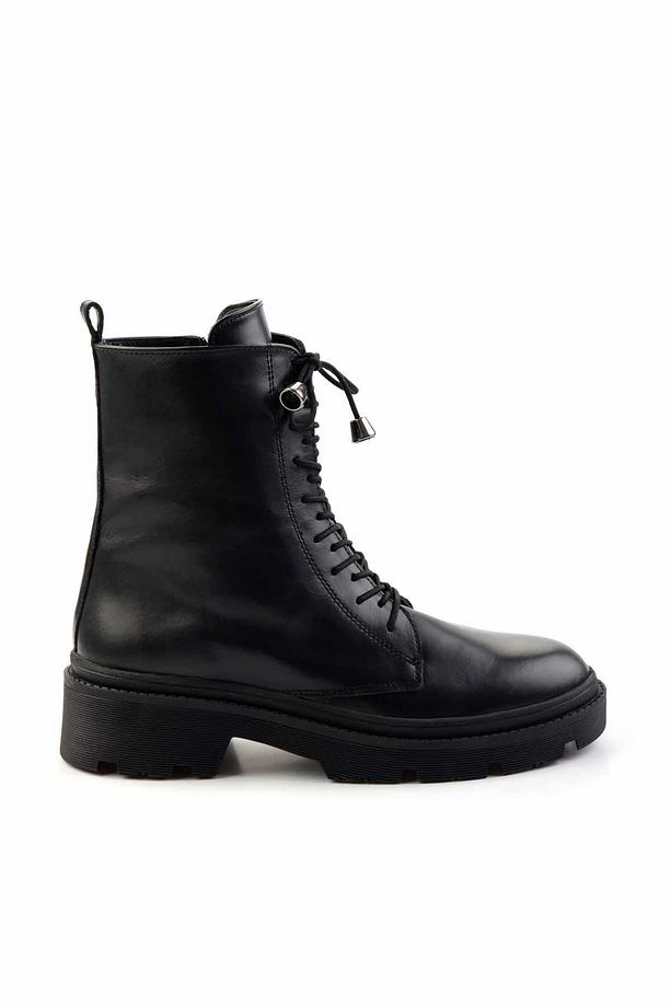 Siyah Hakiki Deri Kadın Bot & Bootie K02351320003 - 1