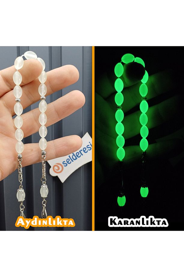 Zaza Model Kedi Gözü Tesbih Karanlıkta Parlayan Fosforlu Kedigözü Tespih - 1