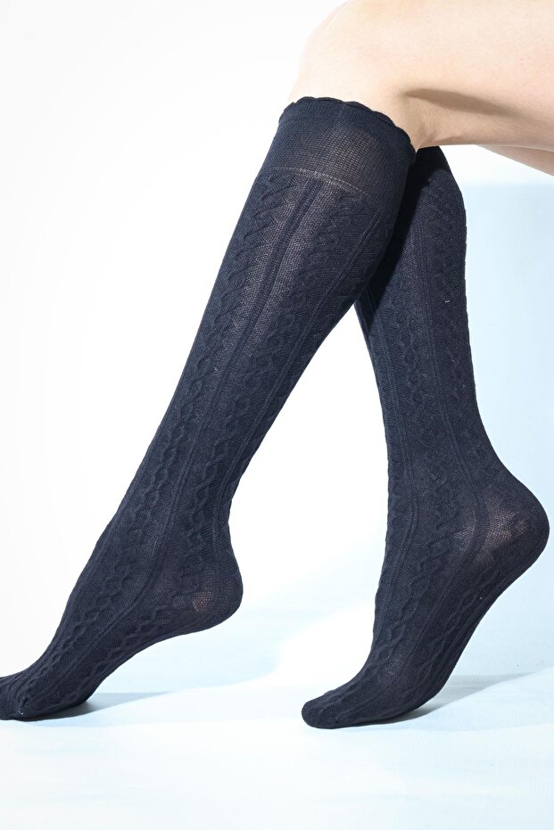 Dafne Viskon Dizaltı Çorap Siyah - 3