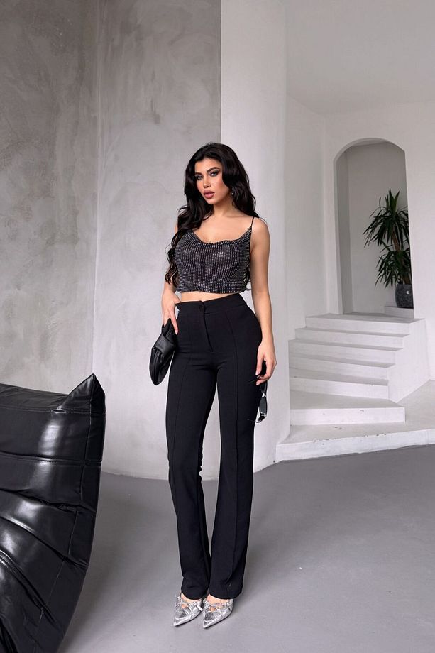 ZR Model Krep Kumaş Çimalı Palazzo Pantolon - 4