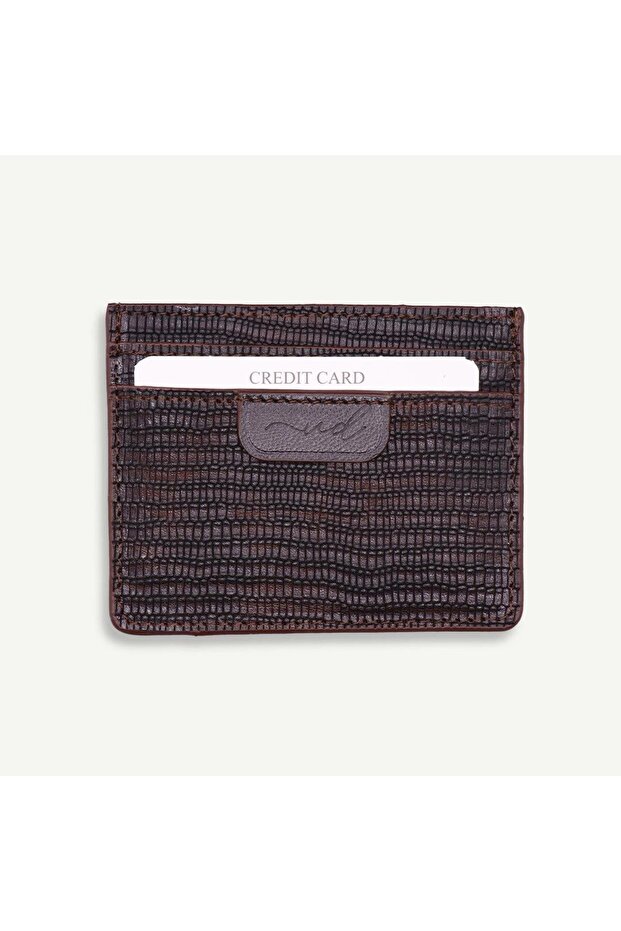 Uderra Brown Lima Printed Genuine Leather Card Holder-Sk023