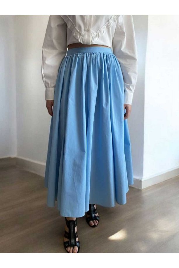 Volanlı Poplin Midi Boy Etek - 7