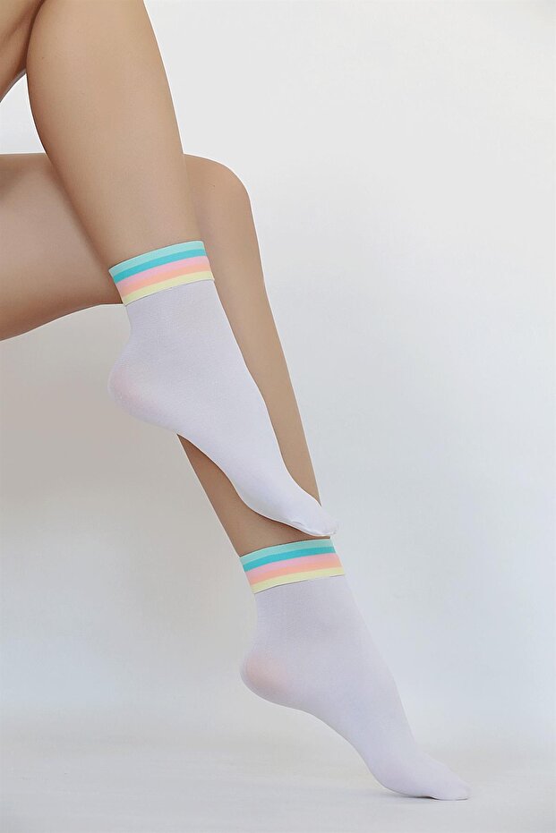 جوارب قوس قزح باللون الأبيض - 2