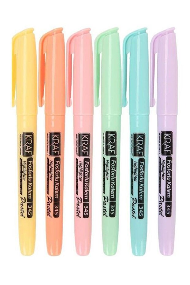 Set of 6 Pastel Color Highlighter Marking Pens