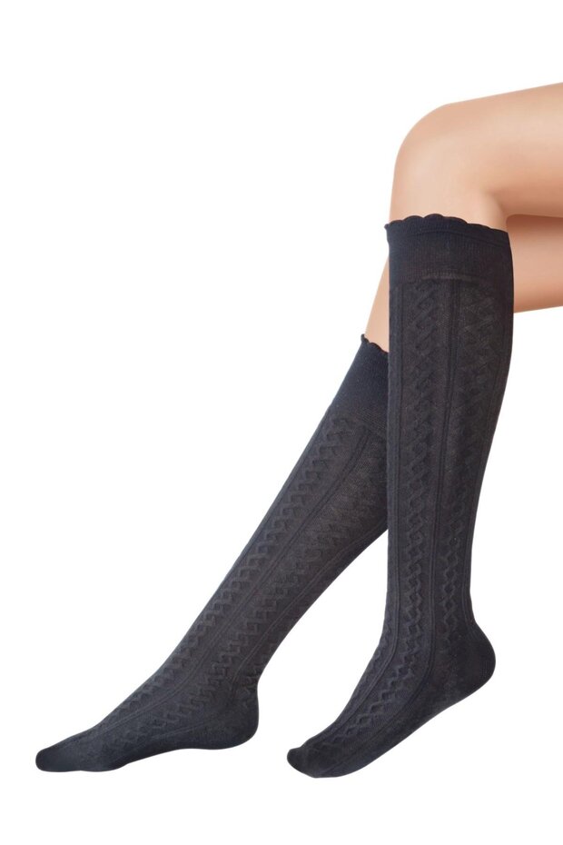 Dafne Viskon Dizaltı Çorap Siyah - 2