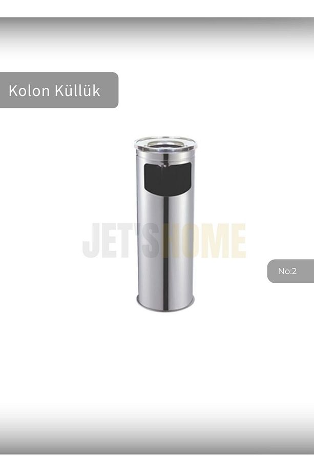 Kolon Küllük Paslanmaz Dış Mekan Sigaralık Lüks Ayaklı Küllük No:2 Çöp Kovası Kutusu Gri - 2