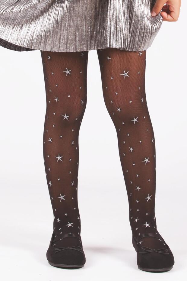 Star Simli Çocuk Küloltlu Çorap Siyah - 2