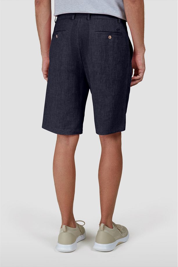 Erkek Regular Fit %100 Keten Normal Bel Lacivert Şort 25414042-104 - 2