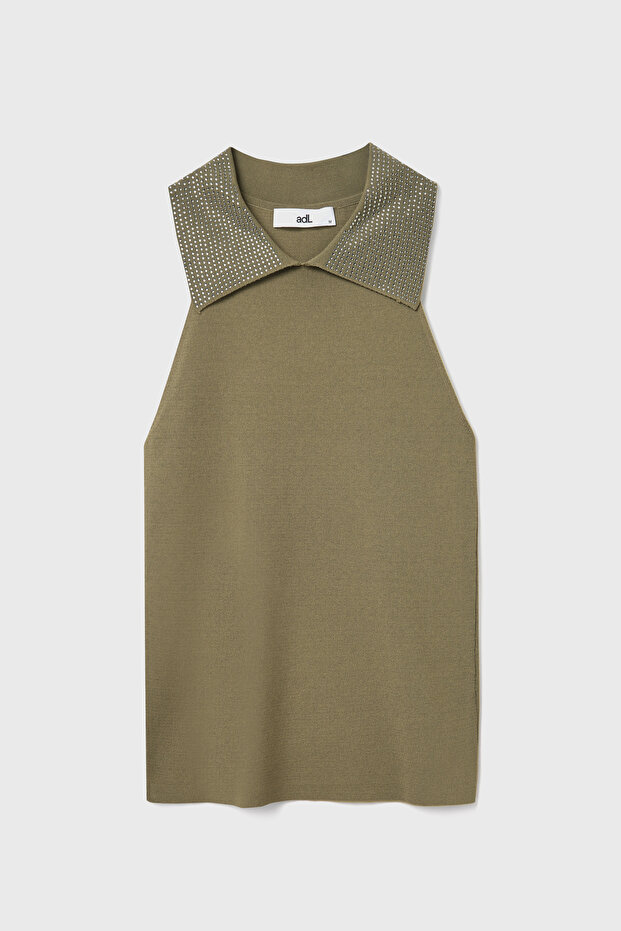 Taş Detaylı Triko Bluz - 8