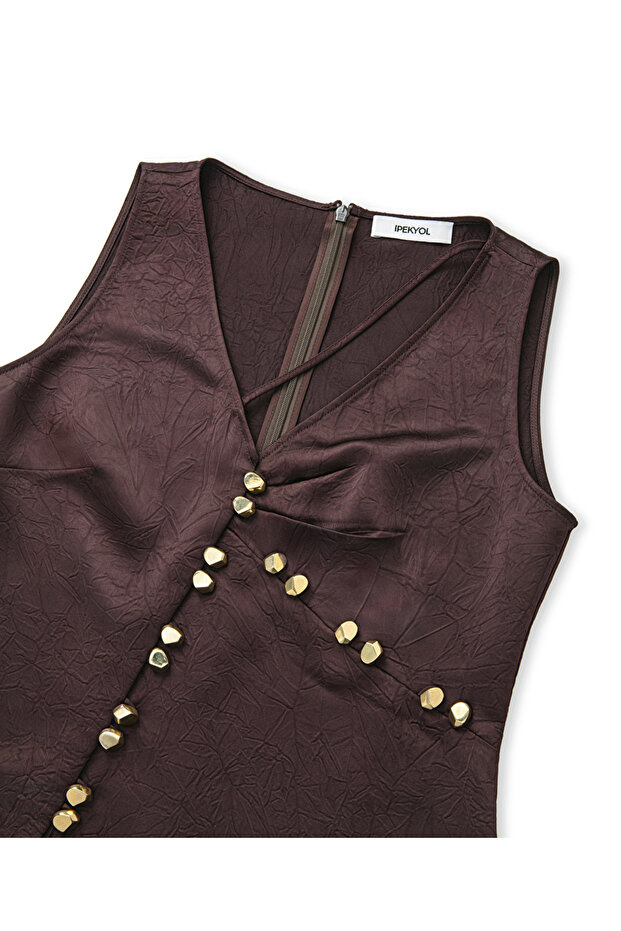 Metal düğmeli bluz - 4