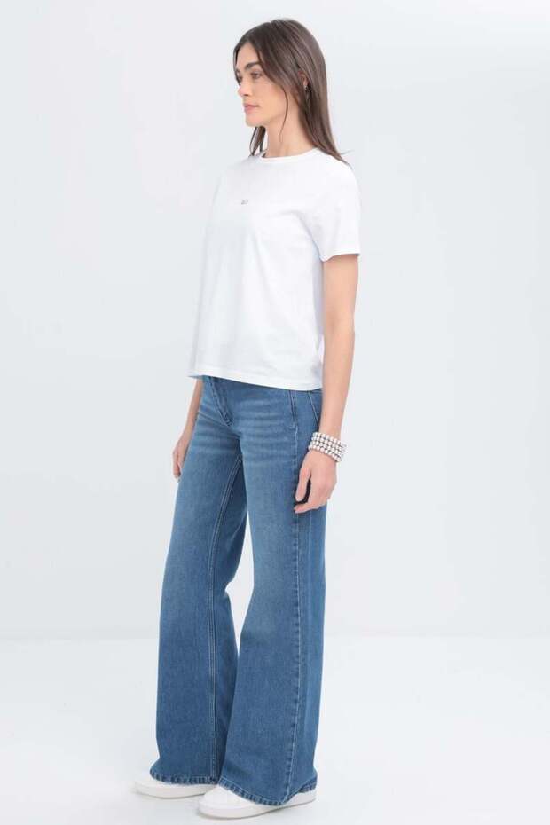 White-Short Sleeve Basic T-Shirt - 3