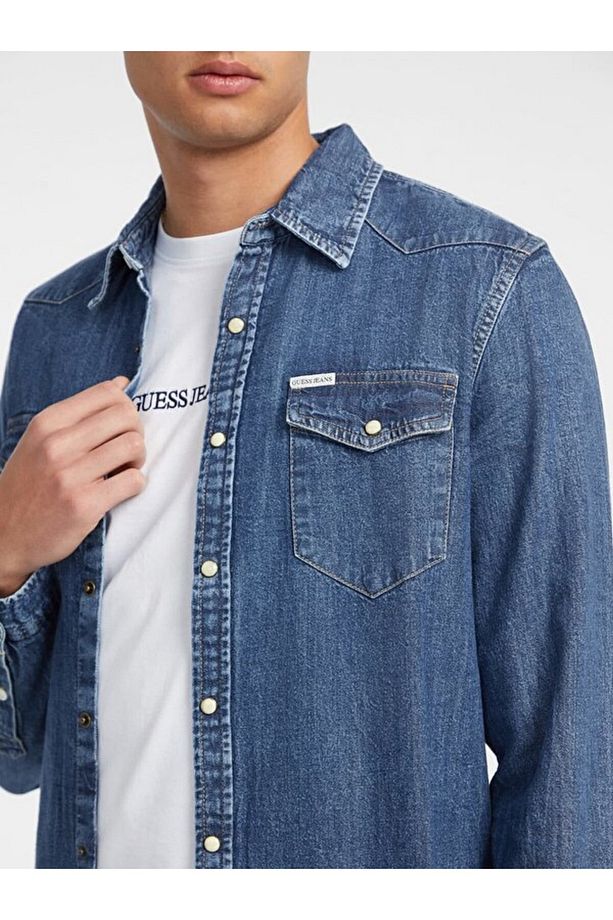 Jeans Gj Slım Ls Denım Shı Erkek Mavi Gömlek M4yh55d5eı1-gjrw - 4