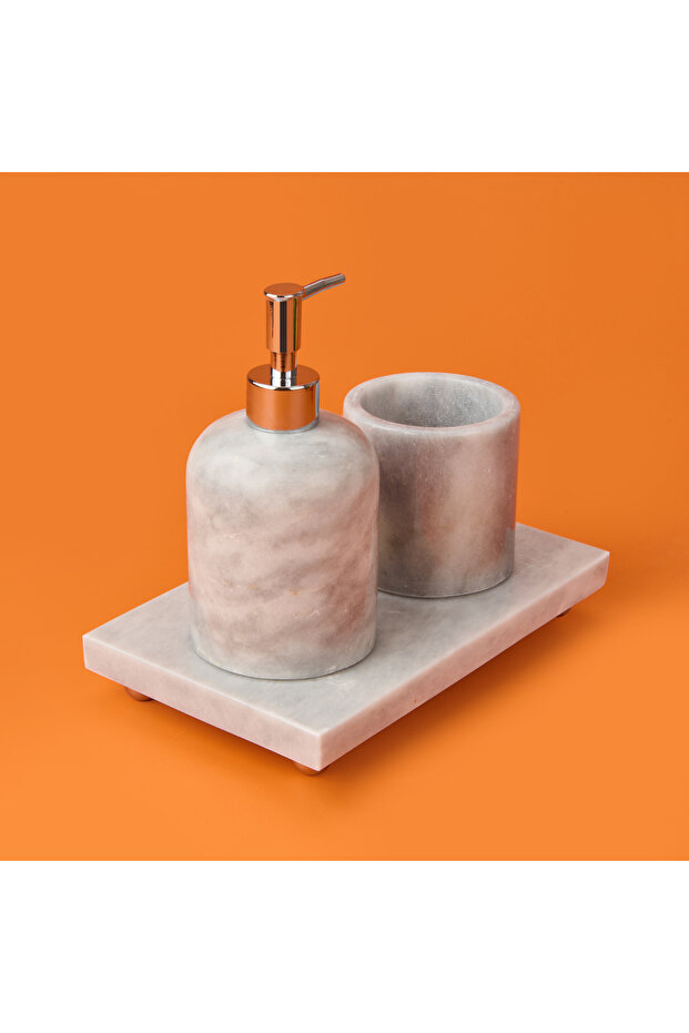 Bath 3'lü Mermer Banyo Seti - Gri - 2