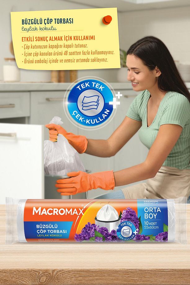 Büzgülü Leylak Çöp Torbası Orta Boy 10'lu x 3 Adet - 3