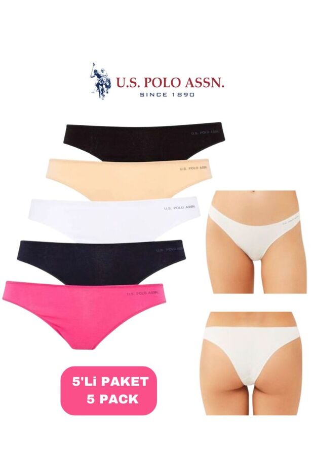 Women'S, Licensed, Uspa, 47% Modal, 47% Cotton, 6% Elastane, Elastic Waist Brazilian Slip/Panties