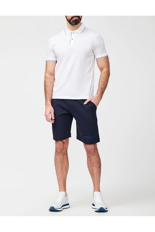 Erkek Beli Lastikli Logolu Regular Fit Pamuklu Lacivert Şort 25411850-050 - 3