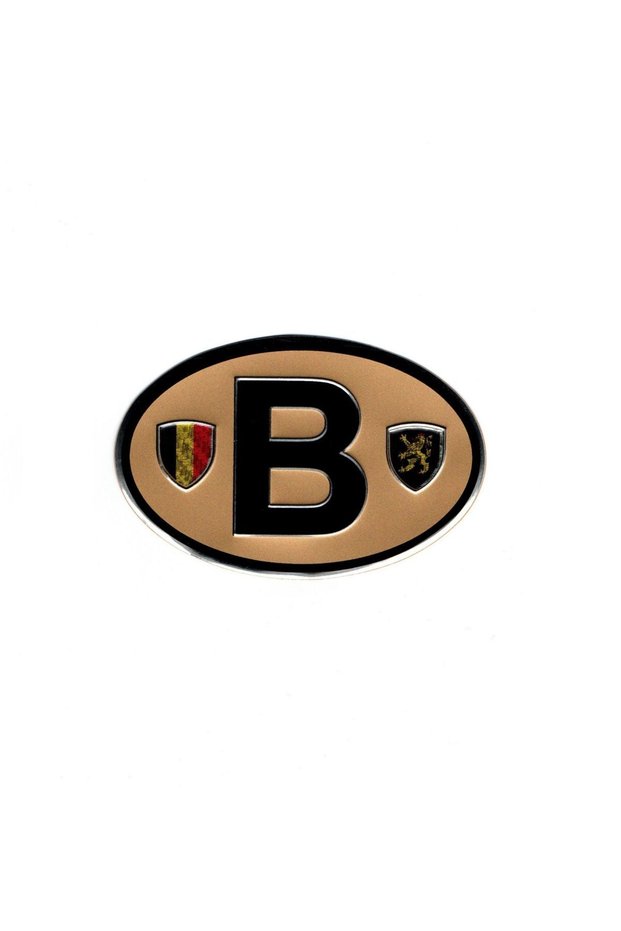 Special Coat of Arms for Labelers Oval B (Belgium) Belgium Flag Coffee Color Ground Aluminum Sticker