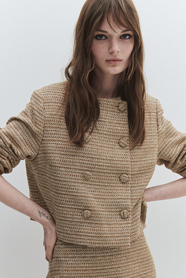 Tekstüre Kruvaze Ceket - 1