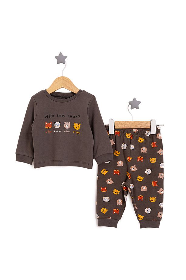 HelloBaby Bisiklet Yaka Hayvan Desen Pijama Takımı Erkek Bebek - 1