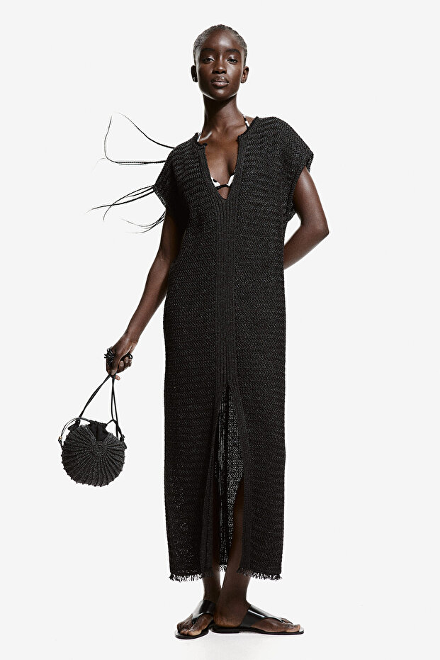 Rafya Görünümlü Kaftan Elbise - 1