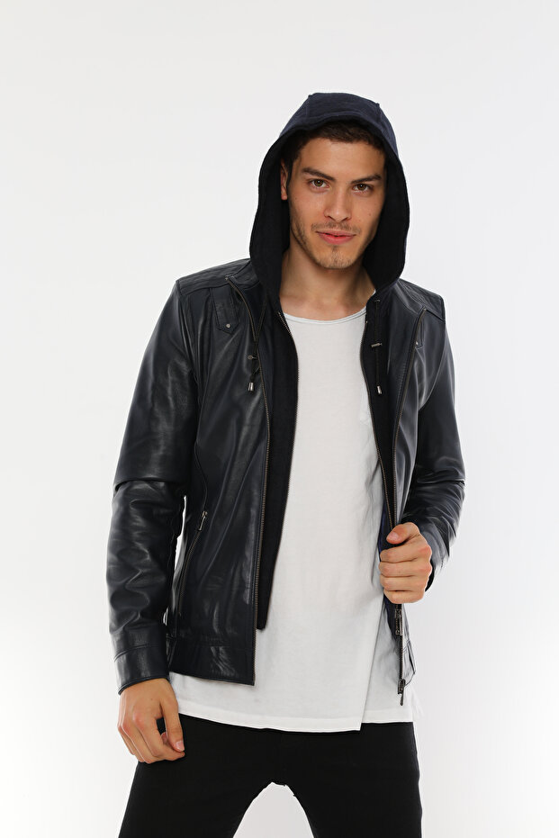 Leather Jacket Hooded