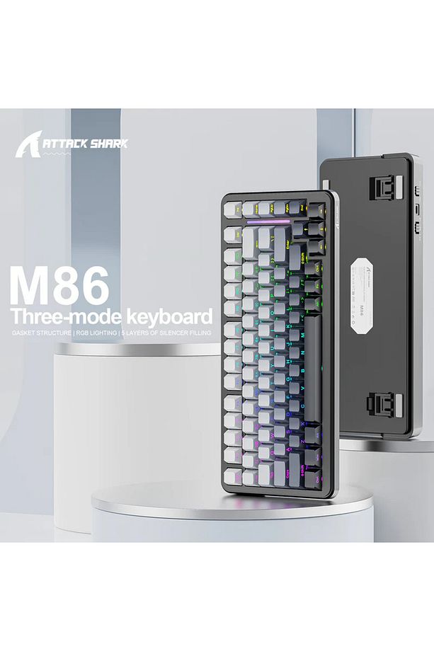 Attack Shark M86 Moonlit Night  RGB App Uygulamalı TriMode E-sports Profesyonel Gaming Oyuncu Klavye - 3