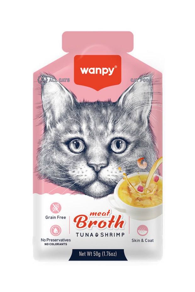 Ton Balıklı ve Karidesli Tahılsız Kedi Çorbası 50gr - 24 Adet - 2