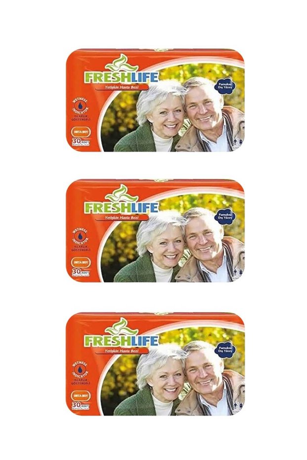 Netkal Freshlife Medium Patient Diapers with Waistband 3 Pack (90 Pieces)