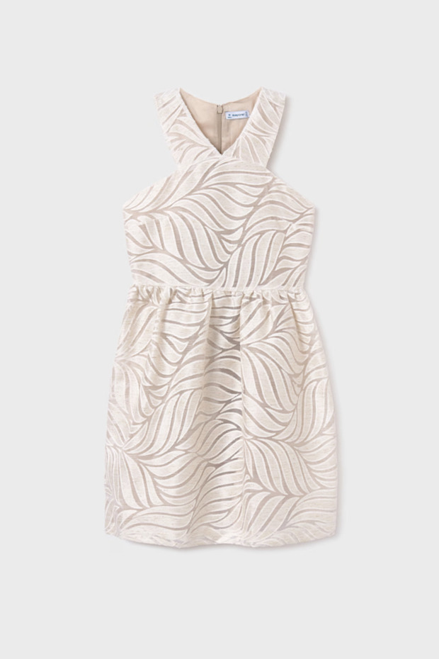 06976-53 KREM Elbise Devore - 2