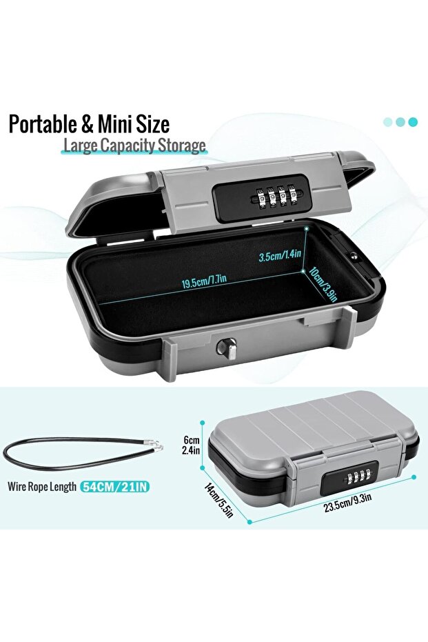 صندوق أمان محمول مزود بمجموعة رموز وحافظة أمان مقاومة للماء مع سلك قابل للإزالة - 2