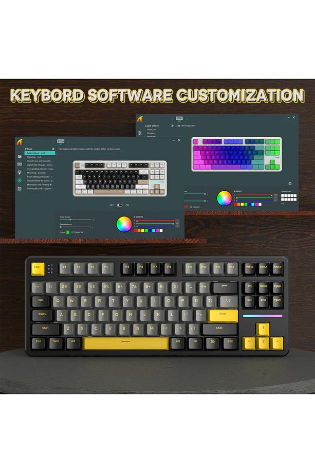 AttackShark X87 Star Black RGB App Uygulamalı SBerry Switch TriMode Profesyonel Gaming Oyuncu Klavye - 4