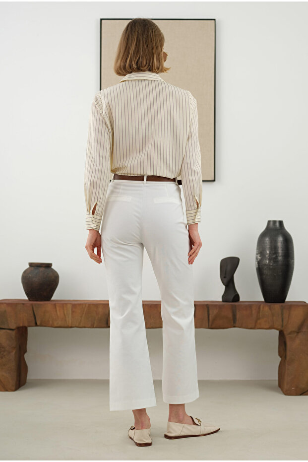 Çizgili Fit Gömlek Soft Sarı - 5