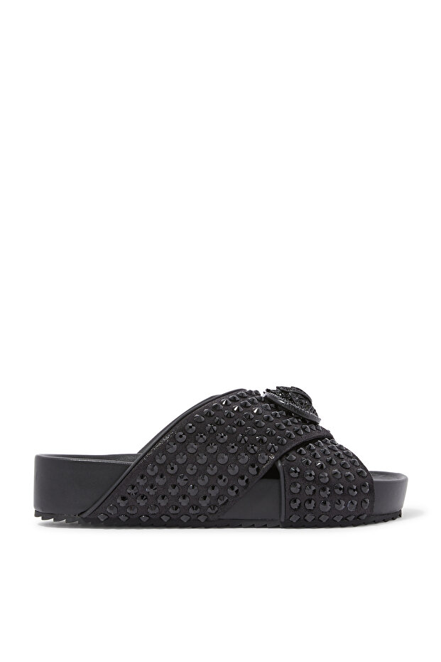 Chelsea Cross Strap Sandals - Black